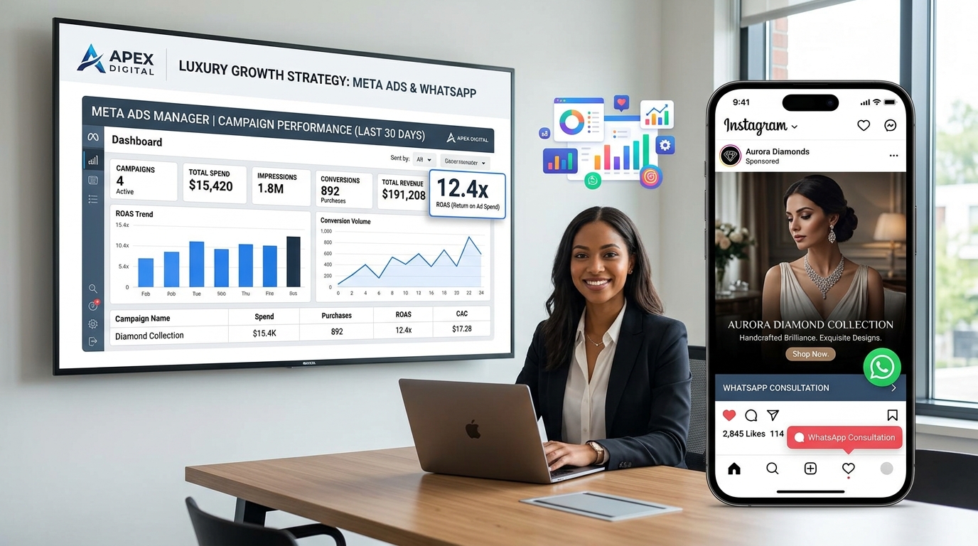 Agnify Jewellery Meta Ads Performance Dashboard and VIP Bridal Pass Interface