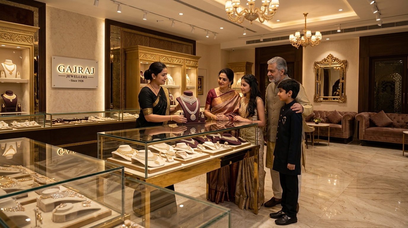 Luxury Gold and Diamond Jewellery Showroom Interior and In-Store Bridal Consultation